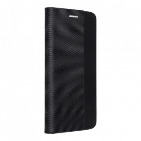 Husa Protectie Flip Cover Samsung Galaxy S20 FE cu magnet, din piele ecologica si material textil, Tip Carte, Stand, suport carduri, Negru