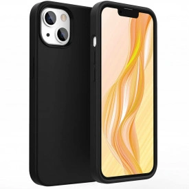 Husa protectie iPhone 13, ultra slim, silicon Negru, interior din microfibra