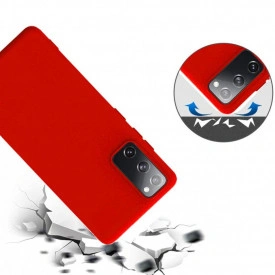Husa protectie Samsung Galaxy S20 FE, ultra slim, silicon Rosu, cu interior de catifea, protectie camera - Img 4