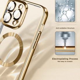 husa iphone 14 pro max magsafe transparenta margini aurii planetphone