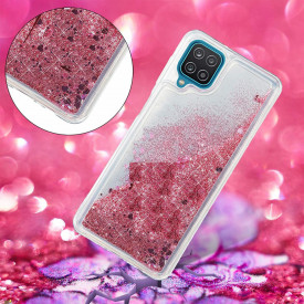 Husa Samsung Galaxy A12, cu Apa si Sclipici, Lichid si Glitter, Fashion, protectie camera, Roz - Img 5