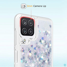 Husa Samsung Galaxy A12, cu Apa si Sclipici, Lichid si Glitter, Fashion, protectie camera, Argintiu - Img 2