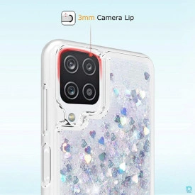 Husa Samsung Galaxy A12, cu Apa si Sclipici, Lichid si Glitter, Fashion, protectie camera, Argintiu - Img 2