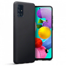 Husa Samsung Galaxy A71, ultra slim silicon si microfibra, Negru