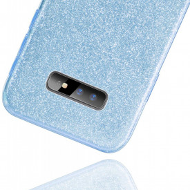 Husa Samsung Galaxy S10 Plus ultra slim din silicon, cu 3 straturi protective, Fashion, cu sclipici Glitter, Albastru - Img 3
