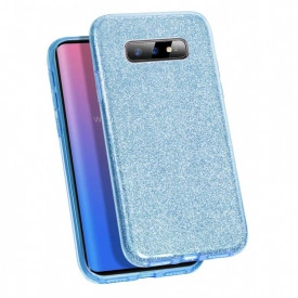 Husa Samsung Galaxy S10 ultra slim din silicon, cu 3 straturi protective, Fashion, cu sclipici Glitter, Albastru - Img 2