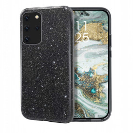 Husa Samsung Galaxy S20 Plus, ultra slim din silicon, cu 3 straturi protective, Fashion, cu sclipici Glitter, Negru