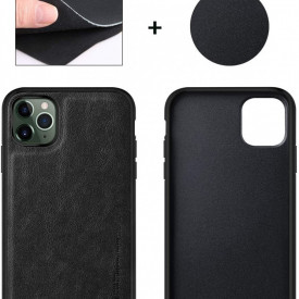 Husa X-Level iPhone 11 Pro Max din silicon si piele ecologica Luxury Leather, Negru - Img 3