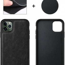 Husa X-Level iPhone 11 Pro Max din silicon si piele ecologica Luxury Leather, Negru - Img 3