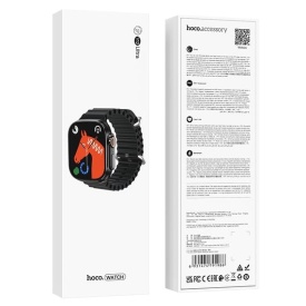 Ceas SmartWatch unisex, Hoco (Y12 Ultra), 1.96 inches, Ruiyu 8762DT, 128MB, Oximetru SpO2, Ritm Cardiac, ECG, NFC, Monitorizare Somn, Protectie Apa IP67 | BLACK - Img 4