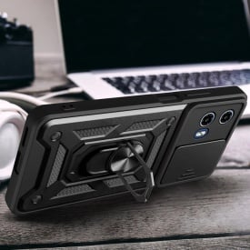 Husa antisoc Armor, compatibila cu Motorola Moto G84, silicon si plastic, magnet inclus, inel prindere, stand pentru filme, Camera Slide, Bleumarin - Img 7