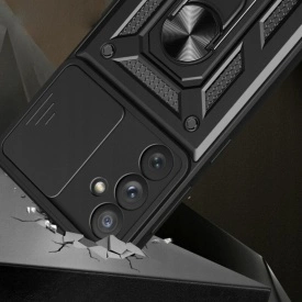 Husa antisoc Armor, compatibila cu Samsung Galaxy A35, silicon si plastic, magnet inclus, inel prindere, stand pentru filme, Camera Slide, Rosu - Img 4