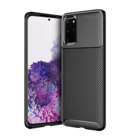Husa antisoc Samsung Galaxy S20 Plus, stil carbon, ultra slim, Negru, fashion look