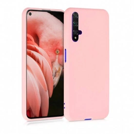 Husa Huawei Nova 5T, ultra slim, silicon Dusty Roz, cu interior de catifea, protectie camera