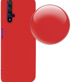 Husa Huawei Nova 5T, ultra slim, silicon Rosu, cu interior de catifea, protectie camera - Img 4