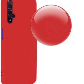 Husa Huawei Nova 5T, ultra slim, silicon Rosu, cu interior de catifea, protectie camera - Img 4