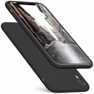 Husa iPhone XR Max, ultra slim silicon si microfibra Negru