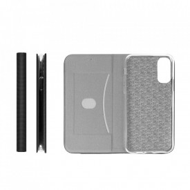 husa flip SAMSUNG GALAXY A51 piele si textil negru