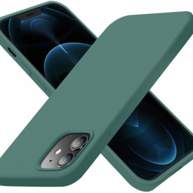 husa iphone 12 verde silicon catifea planetphone