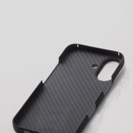 husa iphone 16 din kevlar ultra slim, carbon, negru