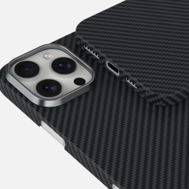 husa iphone 16 pro max din kevlar ultra slim, carbon