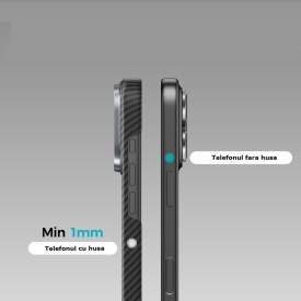 husa iphone 17 pro max din kevlar ultra slim, carbon
