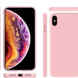 husa iphone X Max din silicon si catifea roz