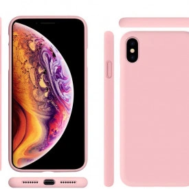 husa iphone X Max din silicon si catifea roz