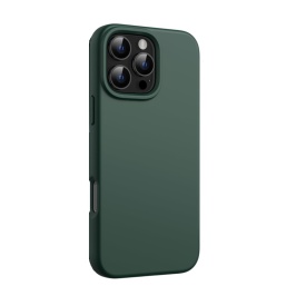 Husa protectie pentru iPhone 16 Pro, slim, silicon Verde Army cu interior din microfibra, protectie camera, protectie ecran, ISAG
