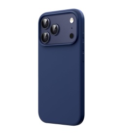 Husa protectie pentru iPhone 17 Pro, slim, silicon Bleumarin cu interior din microfibra, protectie camera, protectie ecran
