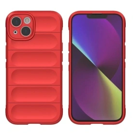 Husa protectie Wave style, compatibila cu iPhone 16, antisoc, silicon Rosu, interior din microfibra, anti-alunecare, protectie camera, protectie ecran