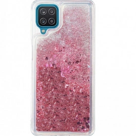 Husa Samsung Galaxy A12, cu Apa si Sclipici, Lichid si Glitter, Fashion, protectie camera, Roz