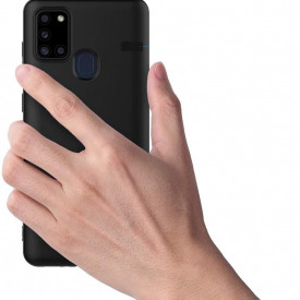 Husa Samsung Galaxy A21s, ultra slim, silicon Negru, cu interior de catifea, protectie camera - Img 5