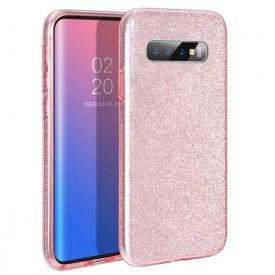 Husa Samsung Galaxy S10 ultra slim din silicon, cu 3 straturi protective, Fashion, cu sclipici Glitter, Roz