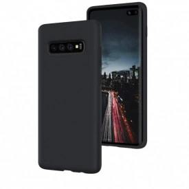 Husa Samsung Galaxy S10, ultra slim silicon si microfibra, Negru