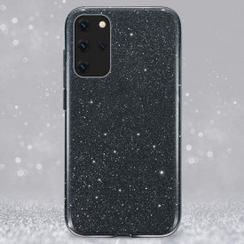 Husa Samsung Galaxy S20 Plus, ultra slim din silicon, cu 3 straturi protective, Fashion, cu sclipici Glitter, Negru - Img 2