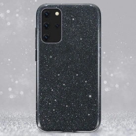 Husa Samsung Galaxy S20 Plus, ultra slim din silicon, cu 3 straturi protective, Fashion, cu sclipici Glitter, Negru - Img 2