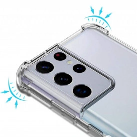 HUSA SILICON TRANSPARENT antisoc colturi SAMSUNG S21 ULTRA  PLANETPHONE 