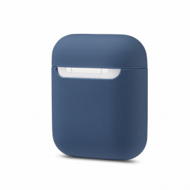 Husa suport cutiuta casti compatibila cu Airpods Apple Iphone, silicon Bleumarin, 2 piese