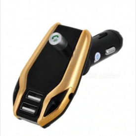 Modulator auto FM, car kit bluetooth, transmitator FM, Transmitator Bluetooth wireless, adaptor FM, modulator muzica Handsfree Mp3 Player, audio USB, design elegant, Auriu
