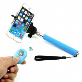 Selfie Stick MonoPod din Aluminiu, Bluetooth, cu telecomanda, 100cm, Universal, Albastru, compatibil IOS si Android - Img 2