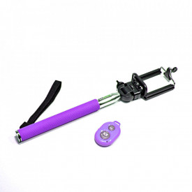 Selfie Stick MonoPod din Aluminiu, Bluetooth, cu telecomanda, 100cm, Universal, Mov, compatibil IOS si Android - Img 4