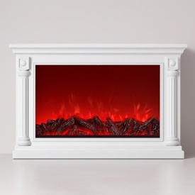 semineu decorativ electric cu flacari ieftin, alb