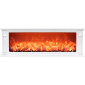 Semineu electric decorativ, Lumina Led cu Simulare Flacari, Alimnetare priza sau baterii, Dimensiuni (LxH): 63*22 cm, Vintage, Alb