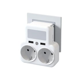 Adaptor Priza, XO (WL09) - dublu, cu senzor și LED, 2 porturi USB-A, lampa de noapte inclusă, WHITE - Img 2