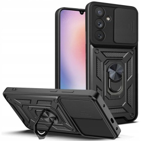 Husa antisoc Armor, compatibila cu Samsung Galaxy A55, silicon si plastic, magnet inclus, inel prindere, stand pentru filme, Camera Slide, Auriu - Img 2