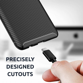 Husa antisoc Samsung Galaxy S20 Plus, stil carbon, ultra slim, Negru, fashion look - Img 4
