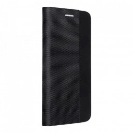Husa Flip Cover Negru din piele ecologica si material textil, Samsung Galaxy A20e