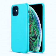 Husa iPhone 11 Pro Max, ultra slim silicon si microfibra, Turcoaz