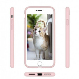 Husa iPhone 7 / iPhone 8, ultra slim silicon, interior din catifea, Roz - Img 2